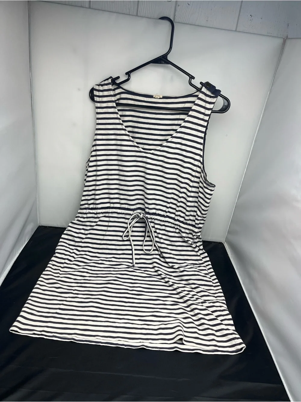 J.Crew Sleeveless Striped Drawstring Waist Pocketed Summer Dress Size L